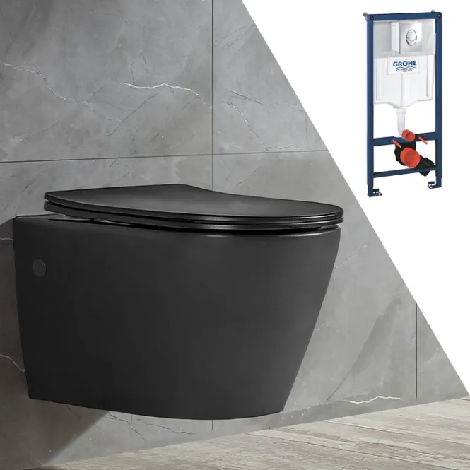 Hovedbilde Toalettpakke: Badnor Serena MATT SORT / Grohe Rapid SL m/ krom 