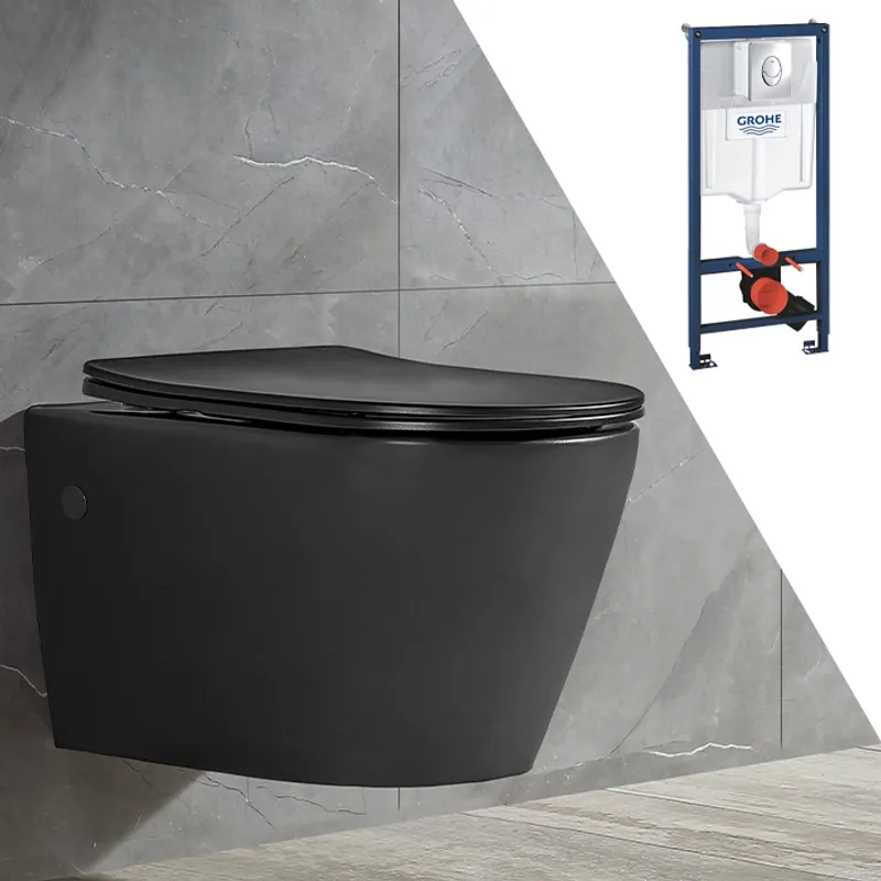 Toalettpakke: Badnor Serena MATT SORT / Grohe Rapid SL m/ krom 