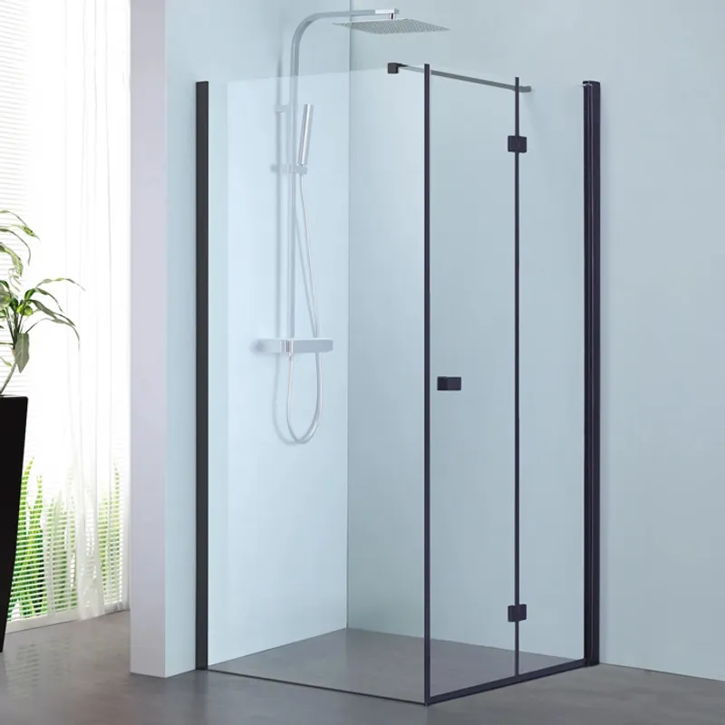 Pyxis fastfelt matt sort Walk-in hjørne 120cm