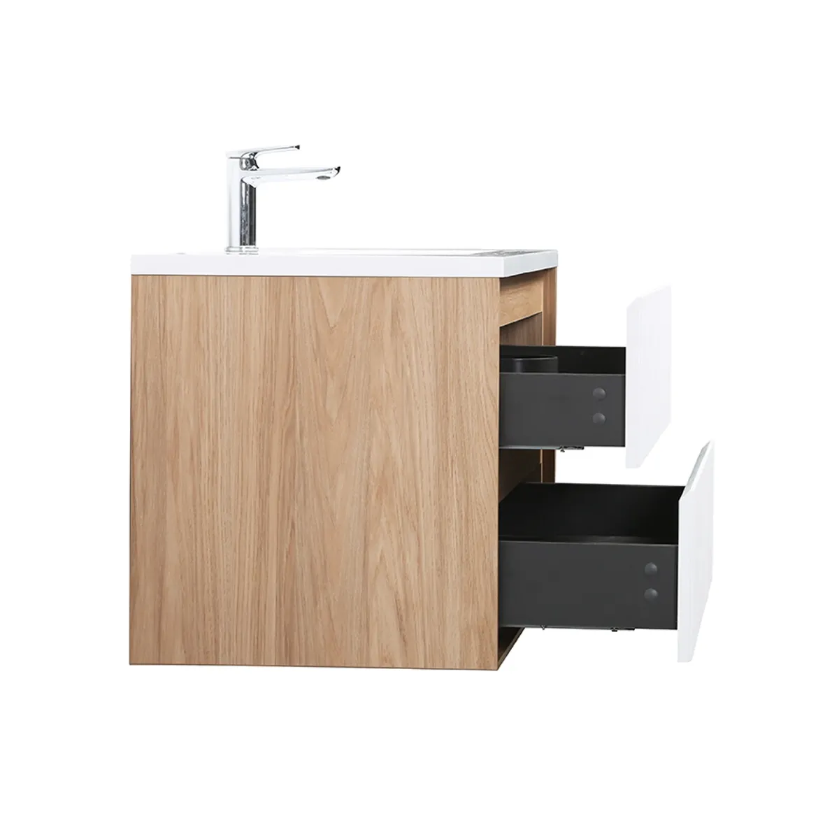 Badnor Marikken 90cm servantskap i LYS EIK/HVIT SPILE, m/hvit servant