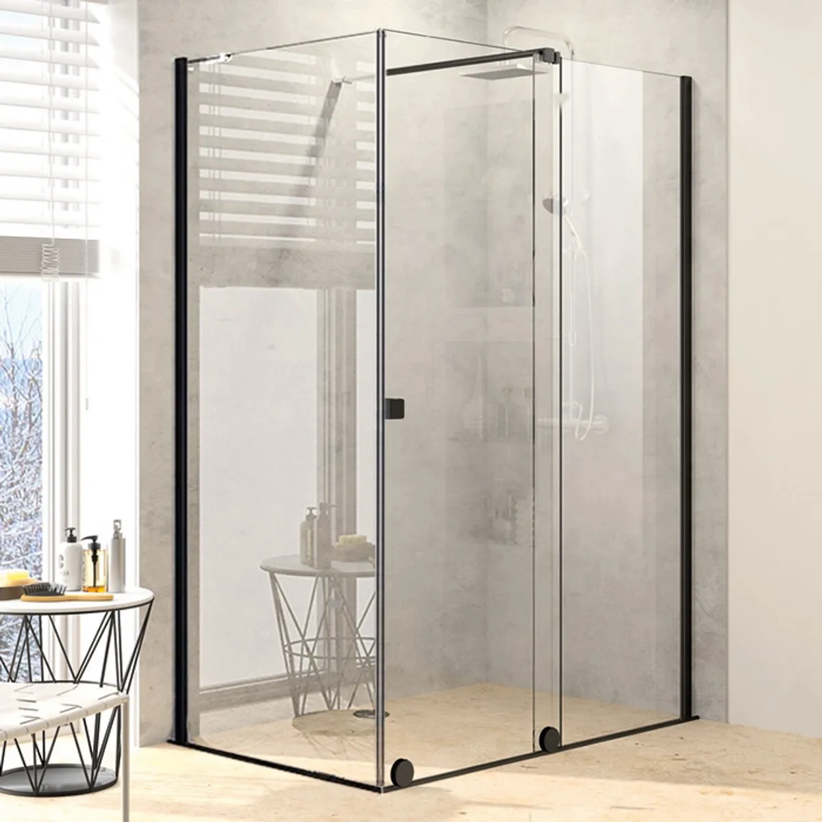 PureDay Walk-in 160-180x80/90/100cm med skyvedr (sort matt)