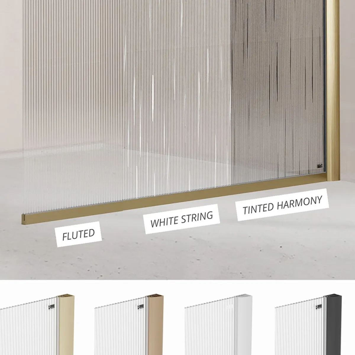 Badnor Shildon dusjvegg/walk-in hjørne - KROM - FLUTED glassfelt - 110cm