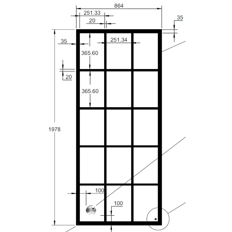 Matrix Walk-in fastfelt med ruter 90cm - sort