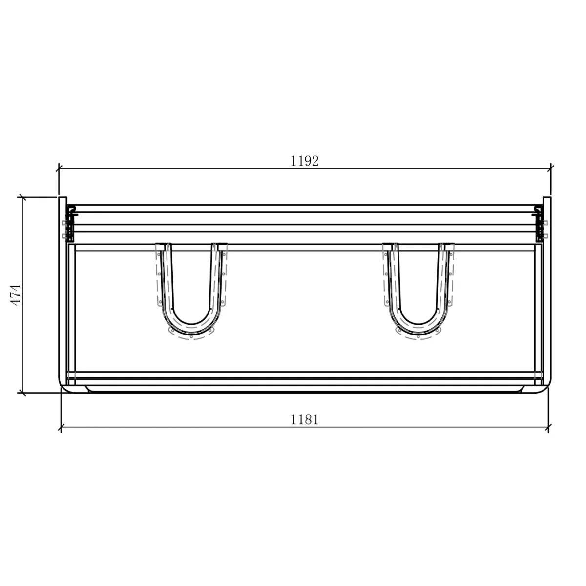 Badnor Mette 120cm servantskap i lys eik m/ dobbel servant