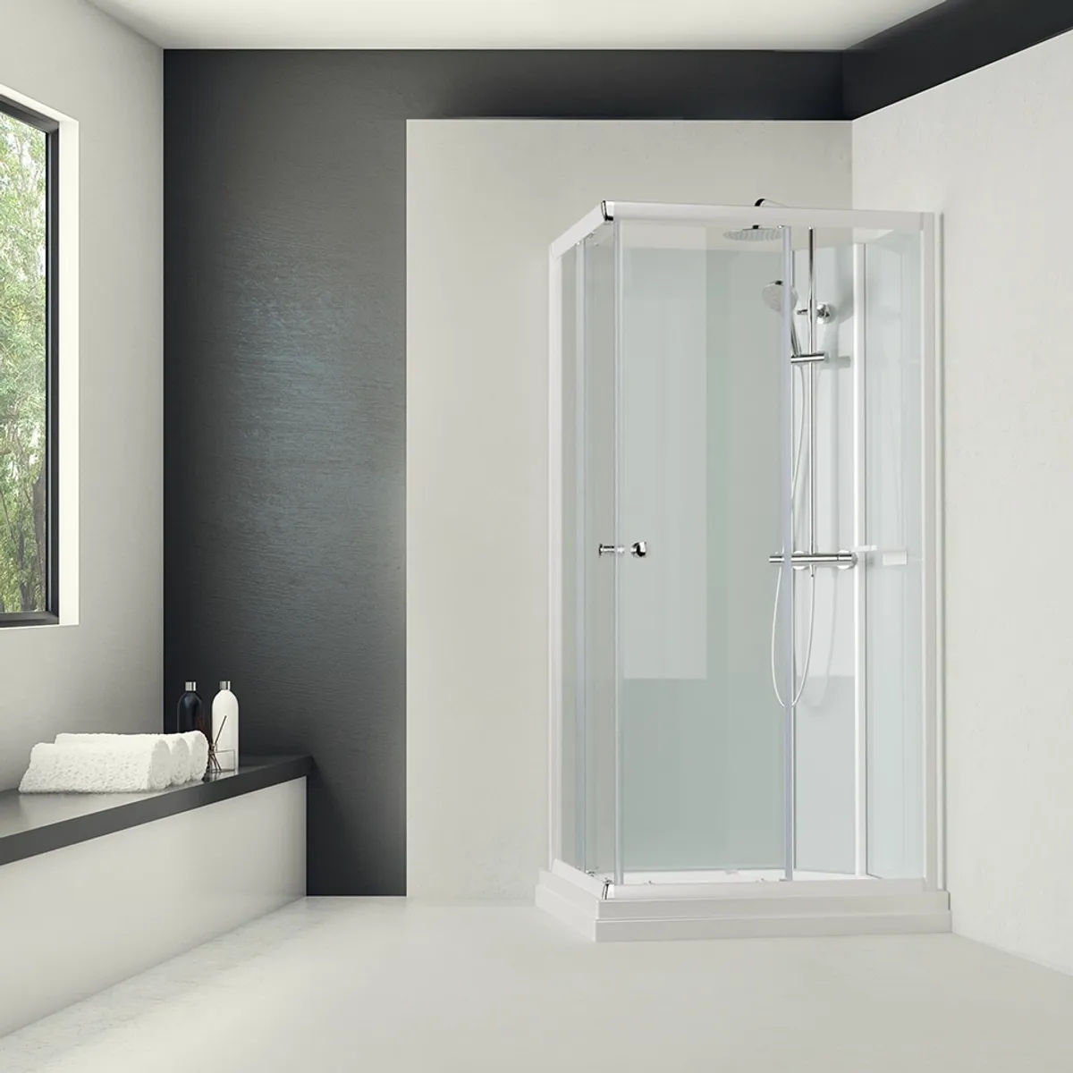 Badnor Nordica White lux 8-1 dusjkabinett 100x80cm m/takdusjsett
