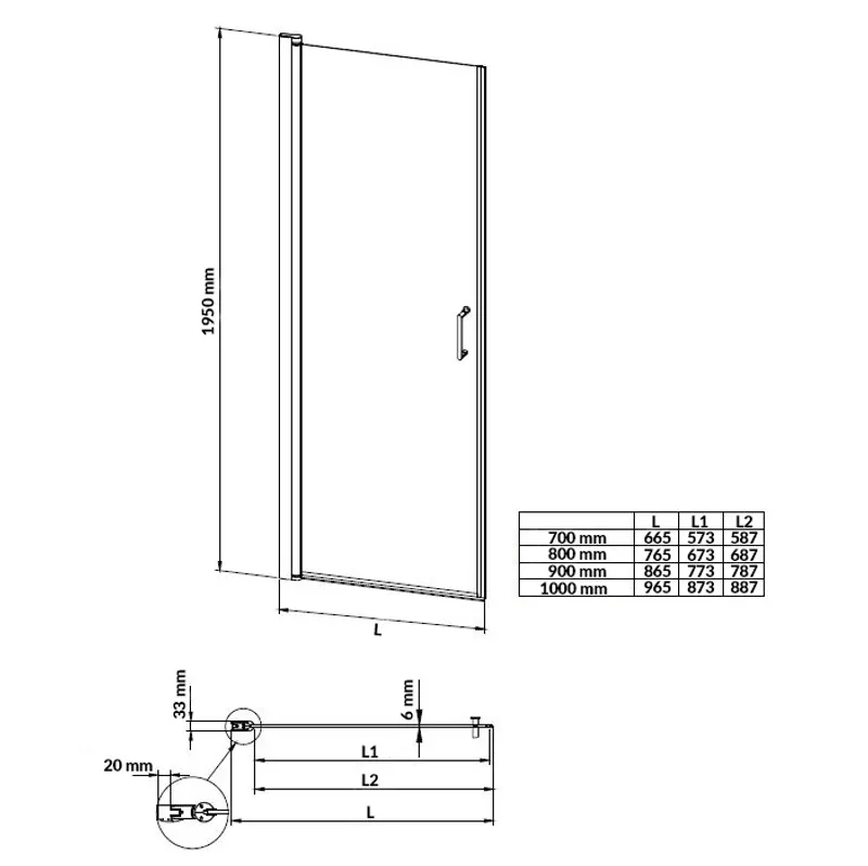 Imber dusjhjørne rett 80x80cm, krom