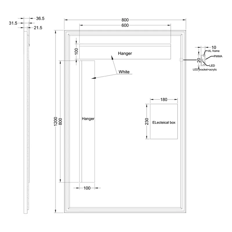 Badnor Merethe 120cm møbelpk (7208) Saga firkantet speil