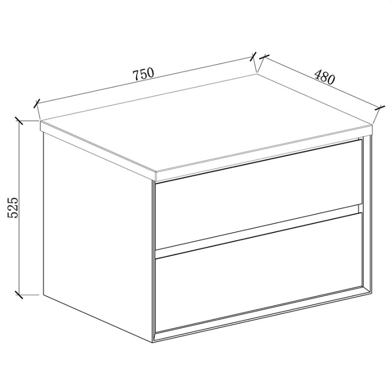 Badnor Martine 75cm servantskap m/sort benkeplate/topplate