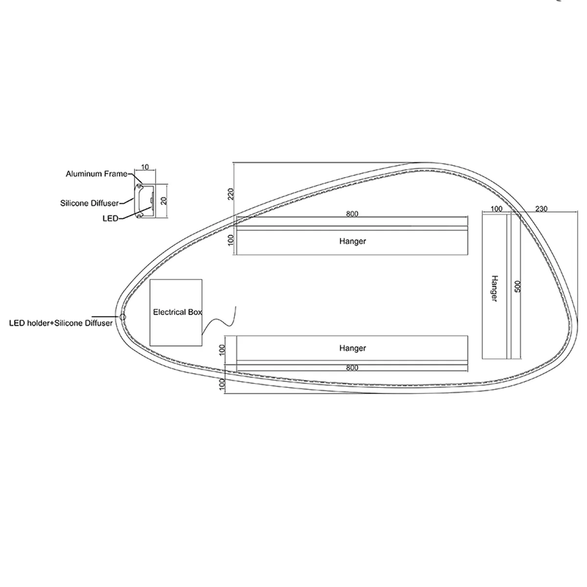 Badnor Melissa 180cm mbl.pk (97730) Sandy speil m/lys