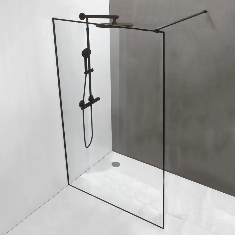 Badnor Nero Straight matt sort Walk-in hjørne 120x195cm (6mm)