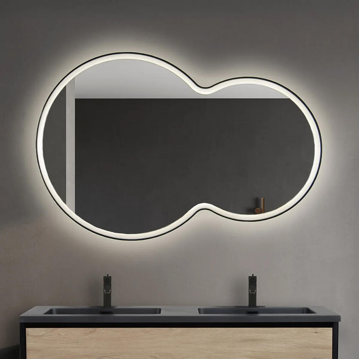 Badnor Leonora dobbelt rundt speil (120cm) m/ LED-belysning