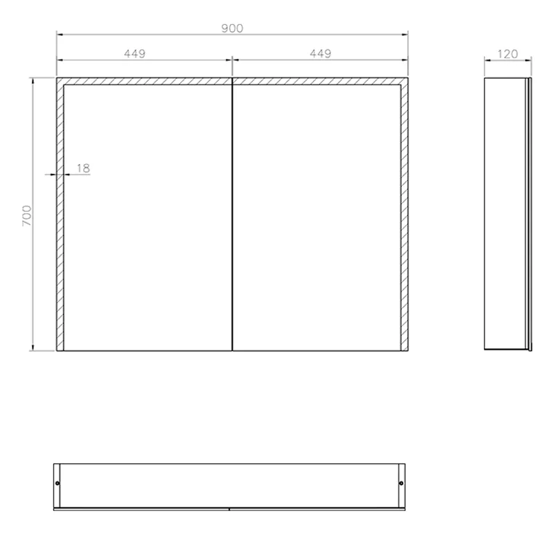 Badnor Melodina SORT/ GRÅ 90cm mbl.pk (603) Linnie speilskap