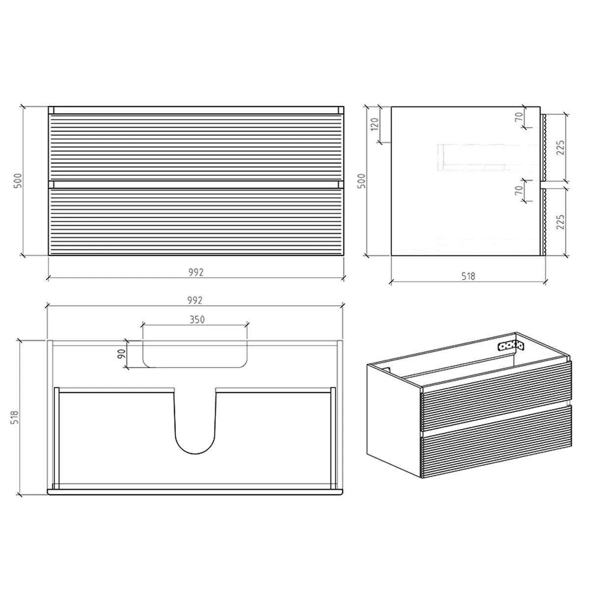 Badnor Maiken 100cm mbl.pk (9509) Leon speilskap m/lys