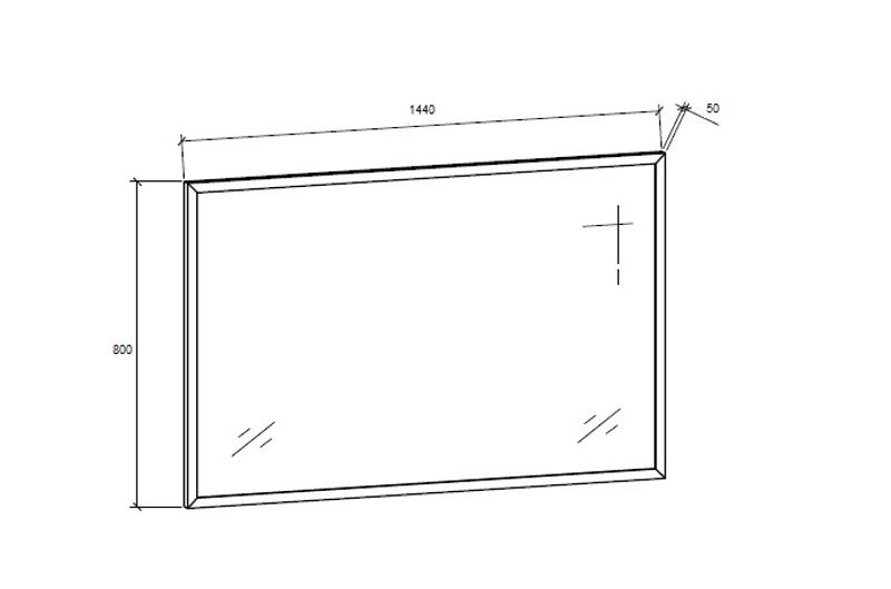 Badnor Siri speil m/ alu. ramme 144x80cm