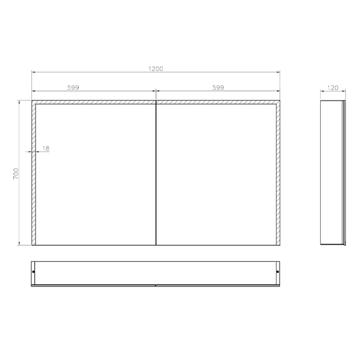 Badnor Martine 120+40cm dobbel servant (6413) Linnie speilskap