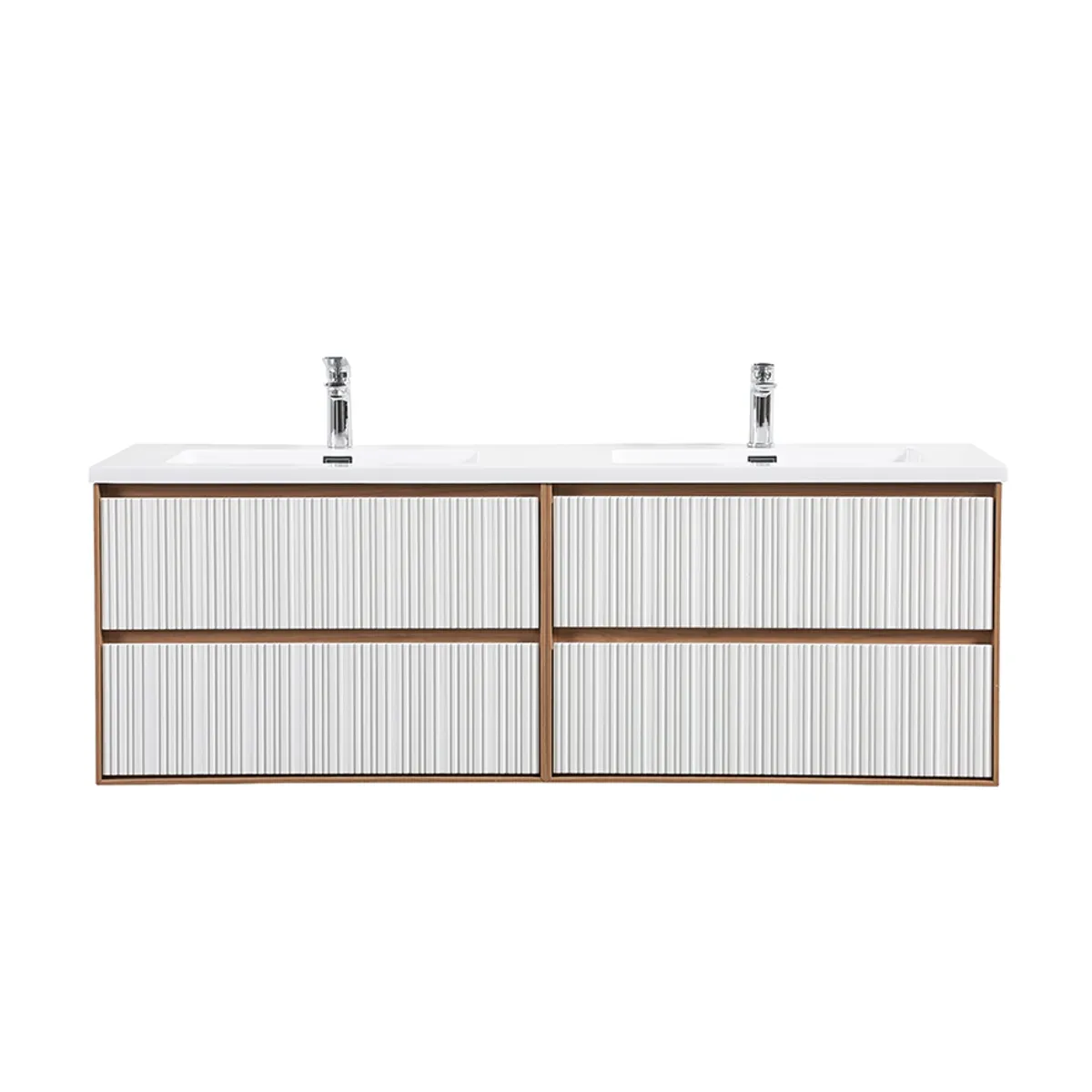 Badnor Marikken 150cm servantskap i LYS EIK/HVIT SPILE, m/hvit servant