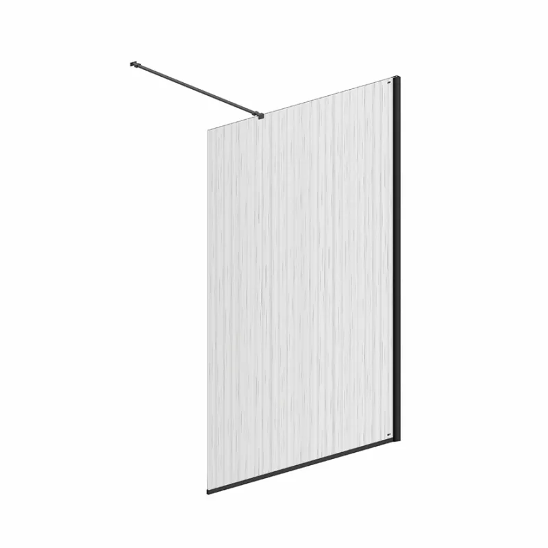 Badnor Shildon dusjvegg/walk-in hjørne - MATT SORT - TINTED HARMONY glassfelt - 125cm