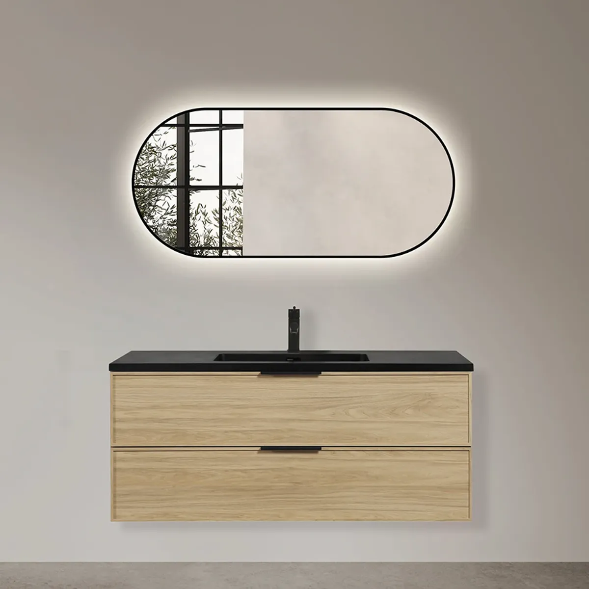 Badnor Melissa 120cm mbl.pk m/enkel servant (98410) Sienna speil m/lys