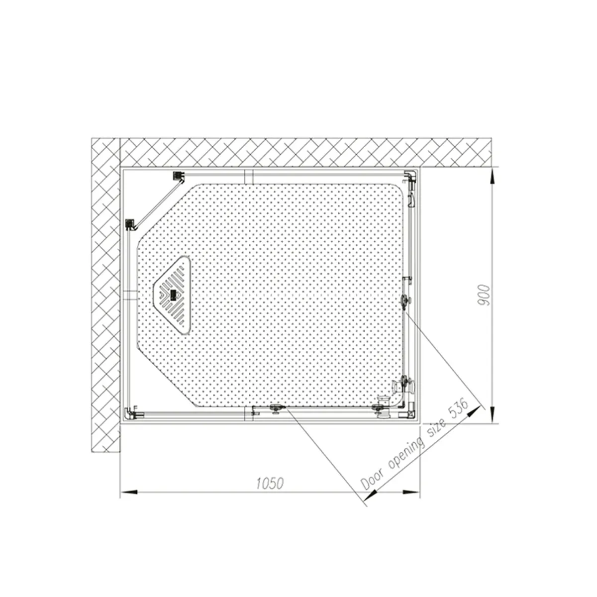 Badnor Scandia Black lux 8-2 dusjkabinett 105x90cm m/takdusjsett