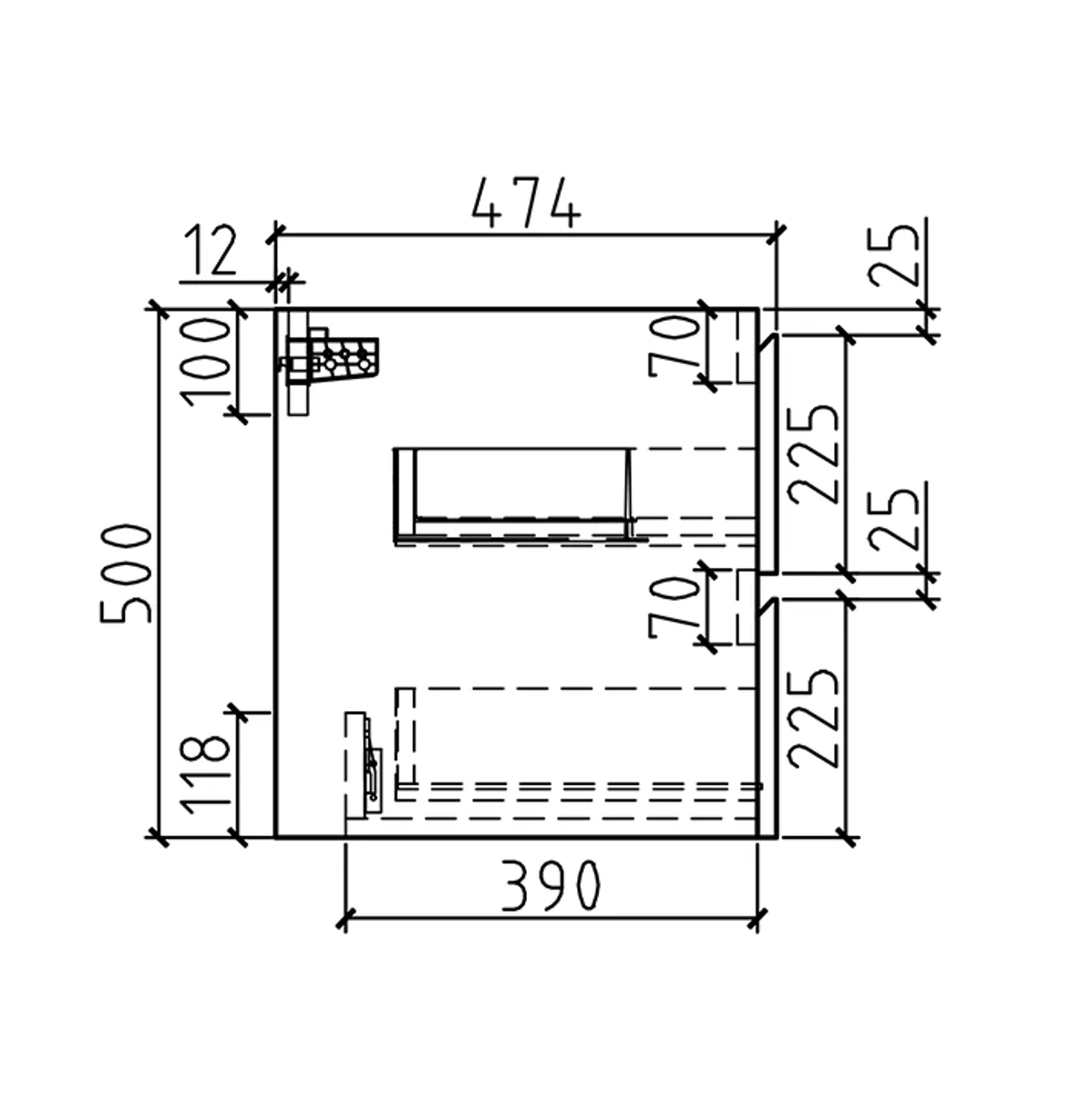 Badnor Melin 80cm servantskap i gr lnn m/hvit servant