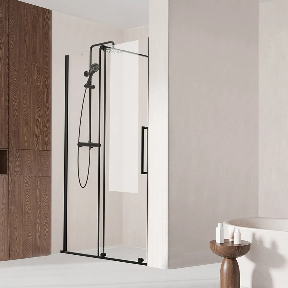 Badnor Køhler ll Nisjeløsning m/skyvedør - 110-120cm - matt sort