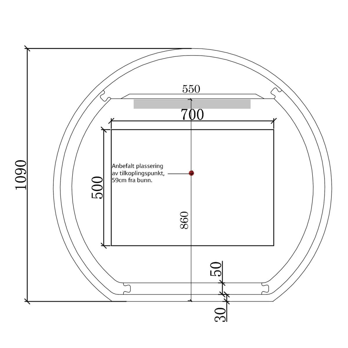 Badnor Maiken 120cm mbl.pk (96010) Sissel speil m/dimbart lys