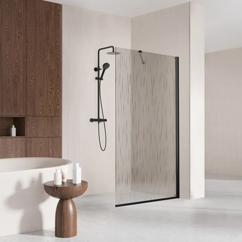 Badnor Shildon dusjvegg/walk-in hjørne - MATT SORT - TINTED HARMONY glassfelt - 110cm