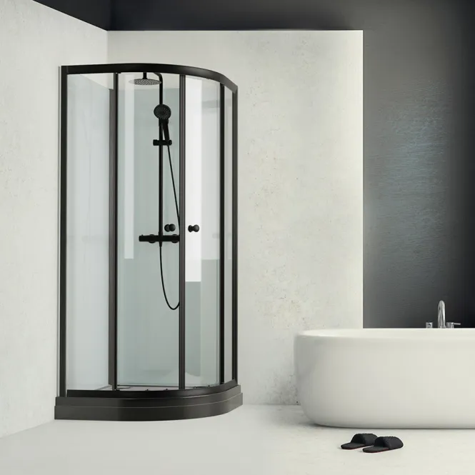 Hovedbilde Badnor Scandia Black 6-2 dusjkabinett buet 90x90cm m/takdusjsett
