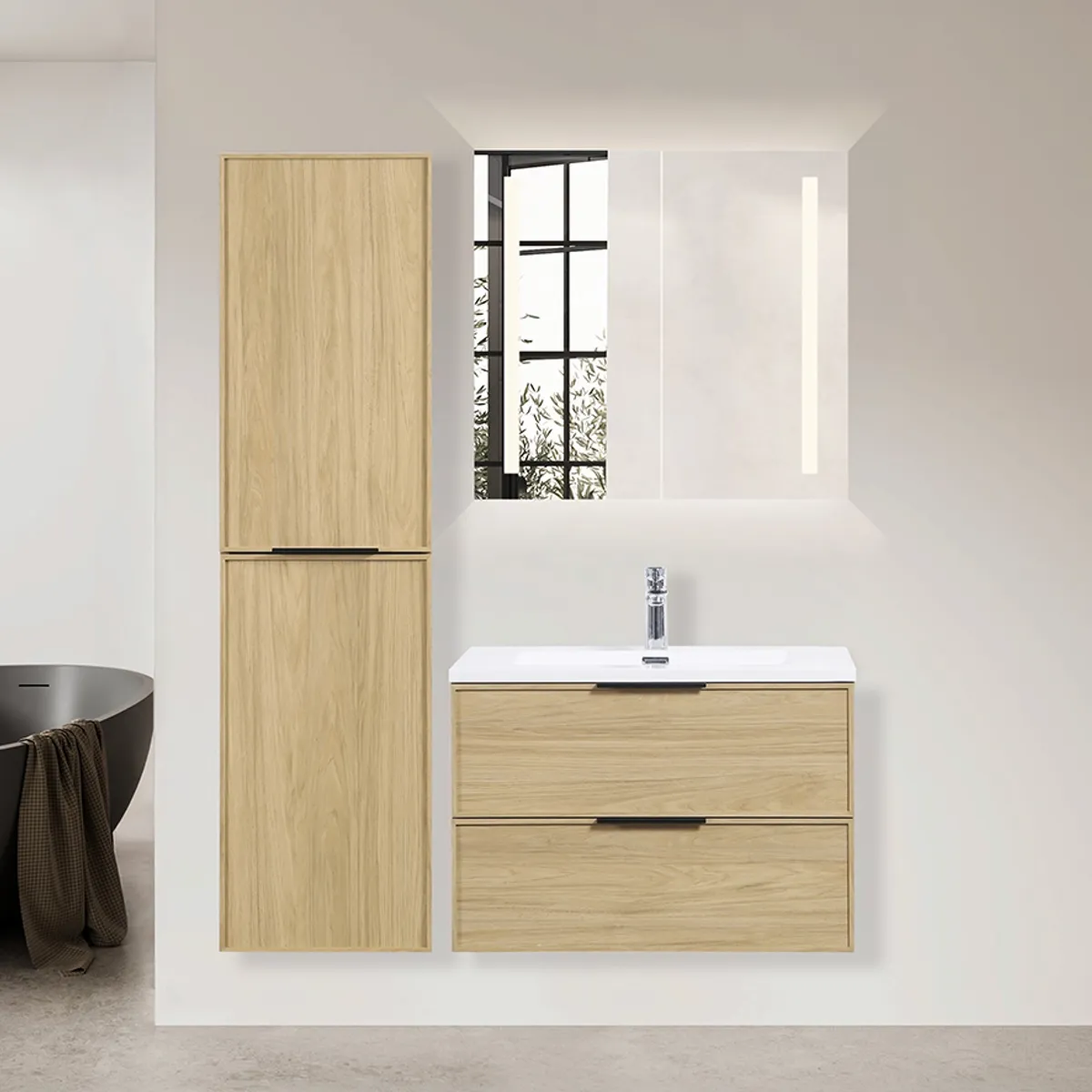 Badnor Melissa 75+40cm mbl.pk (97221) Lilly speilskap m/lys