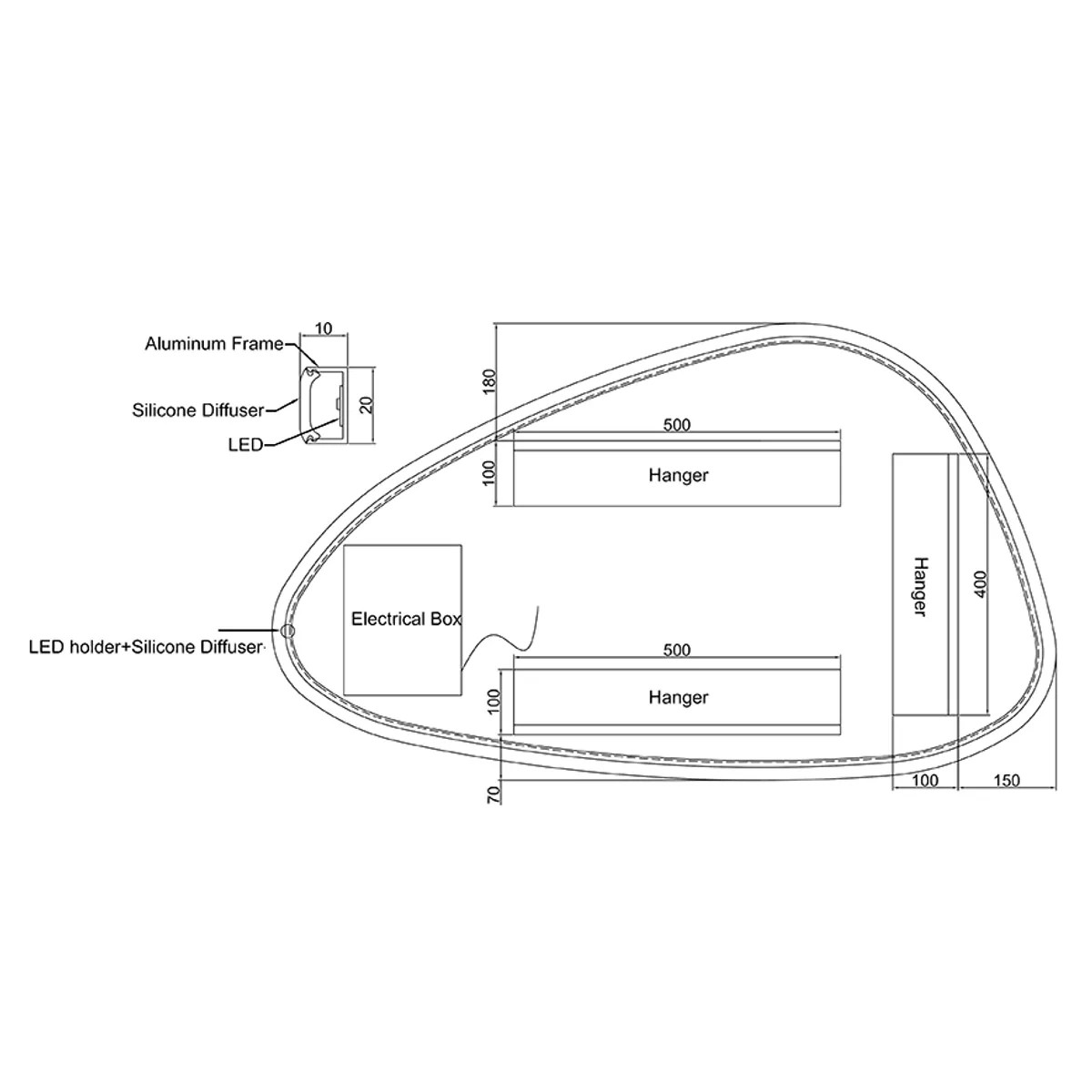 Badnor Melissa 120cm mbl.pk m/enkel servant (98440) Sandy speil m/lys