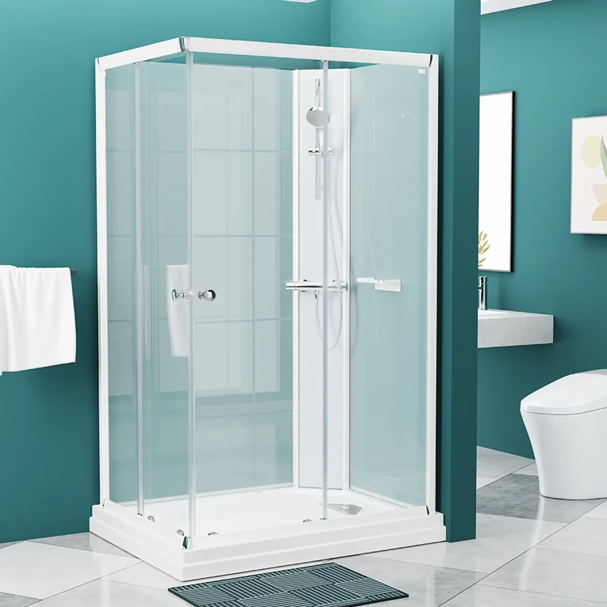 Badnor Nordica White lux 8-3 dusjkabinett 120x90cm m/dusjsett