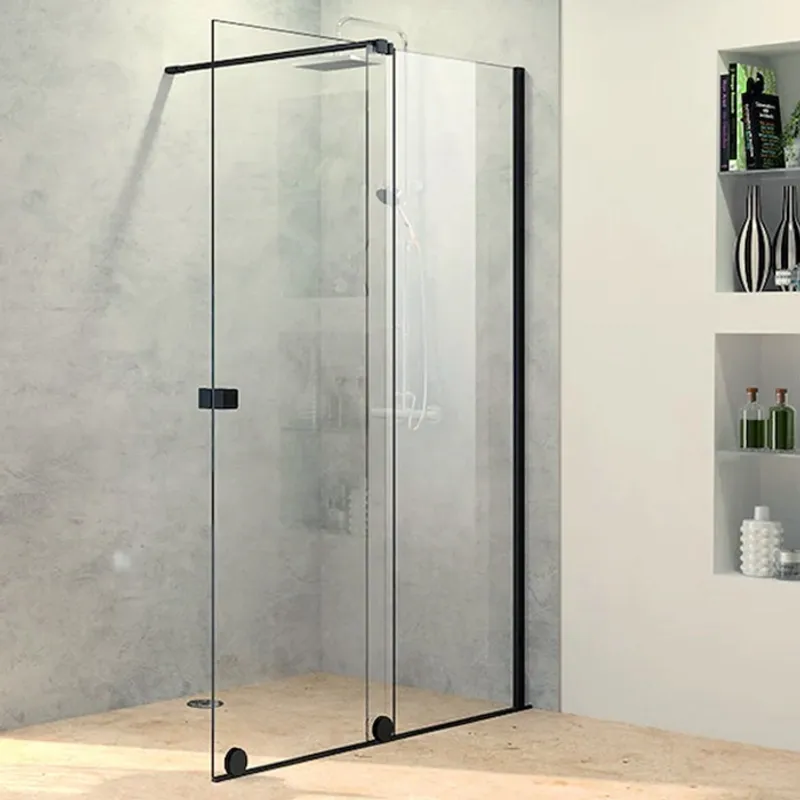 PureDay Walk-in 140-160cm fastfelt og skyvedør (sort matt)