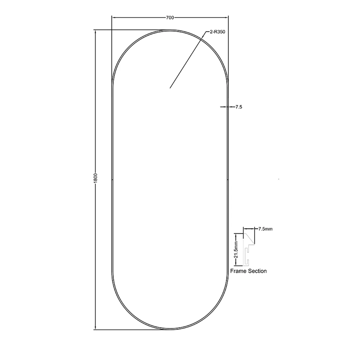 Badnor Melissa 180cm mbl.pk (97740) Sienna speil m/lys