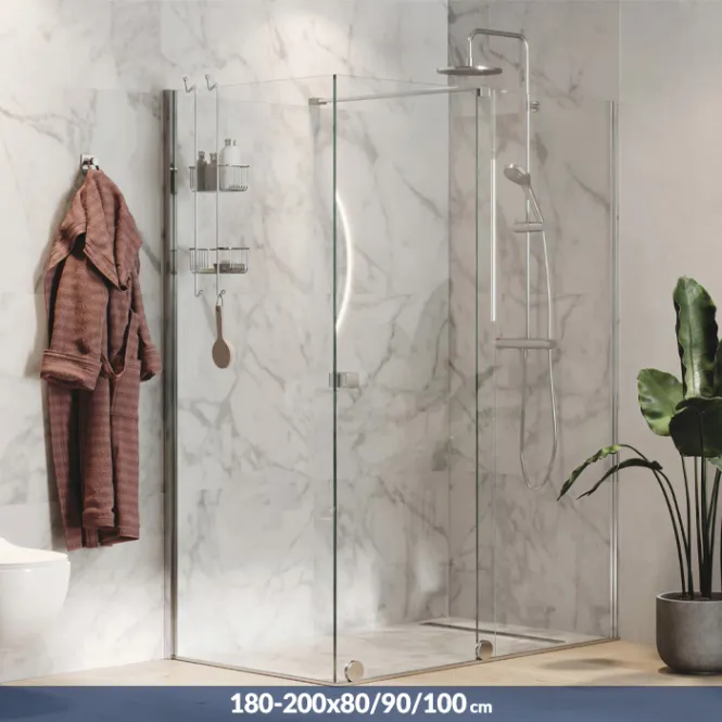 Hovedbilde PureDay Walk-in 180-200x80/90/100cm med skyvedør (krom)