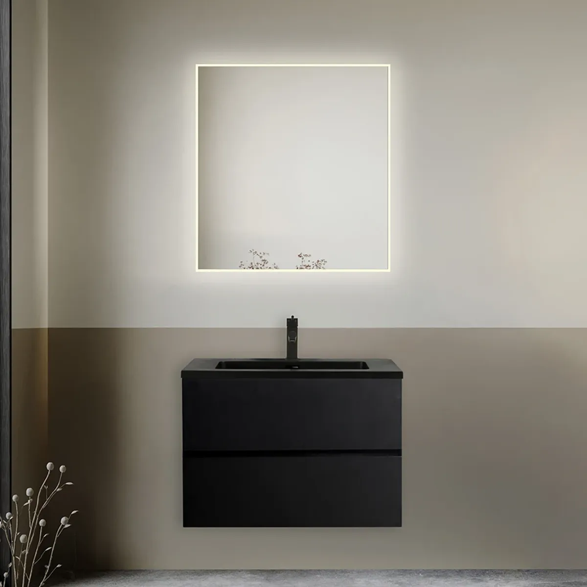 Badnor Melanie SORT 75cm - sort servant (0102) Lotte speil m/lys