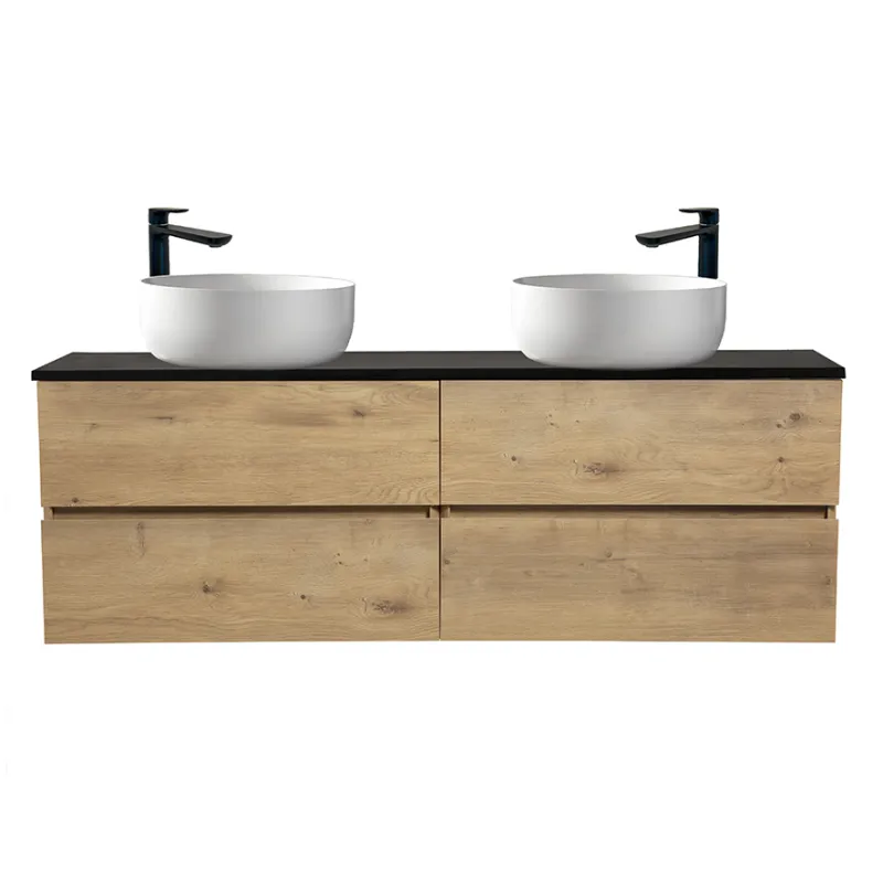 Badnor Mikala 150cm servantskap (dobbel) m/SORT benkeplate