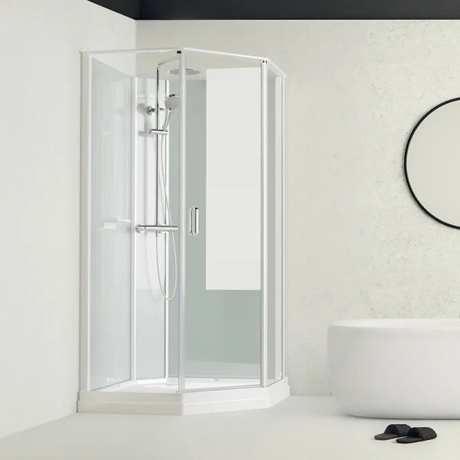 Hovedbilde Badnor Nordica White lux 7-3 dusjkabinett 100x100cm m/takdusjsett
