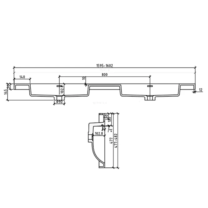 Hovedbilde Badnor Melin/Malin 160cm hvit servant