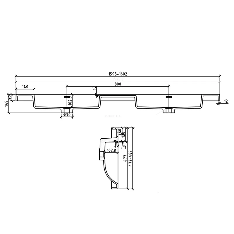 Badnor Melin/Malin 160cm hvit servant