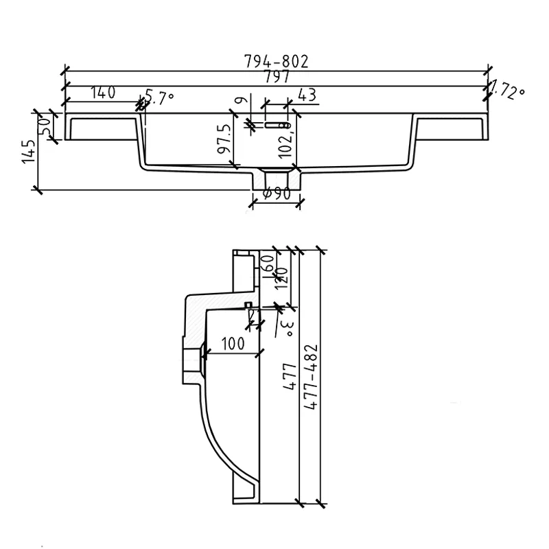 Badnor Melin/Malin 80cm hvit servant