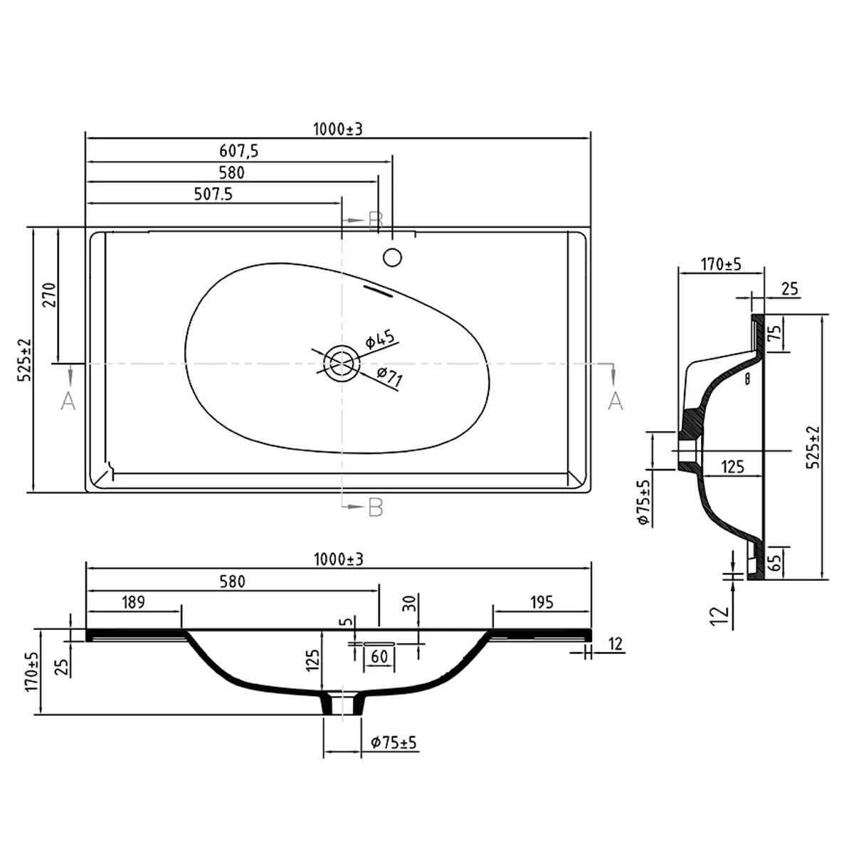 Badnor Maiken 100cm mbl.pk (9507) Sandy speil m/lys