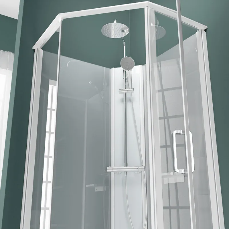 Badnor Nordica White lux 7-3 dusjkabinett 100x100cm m/takdusjsett