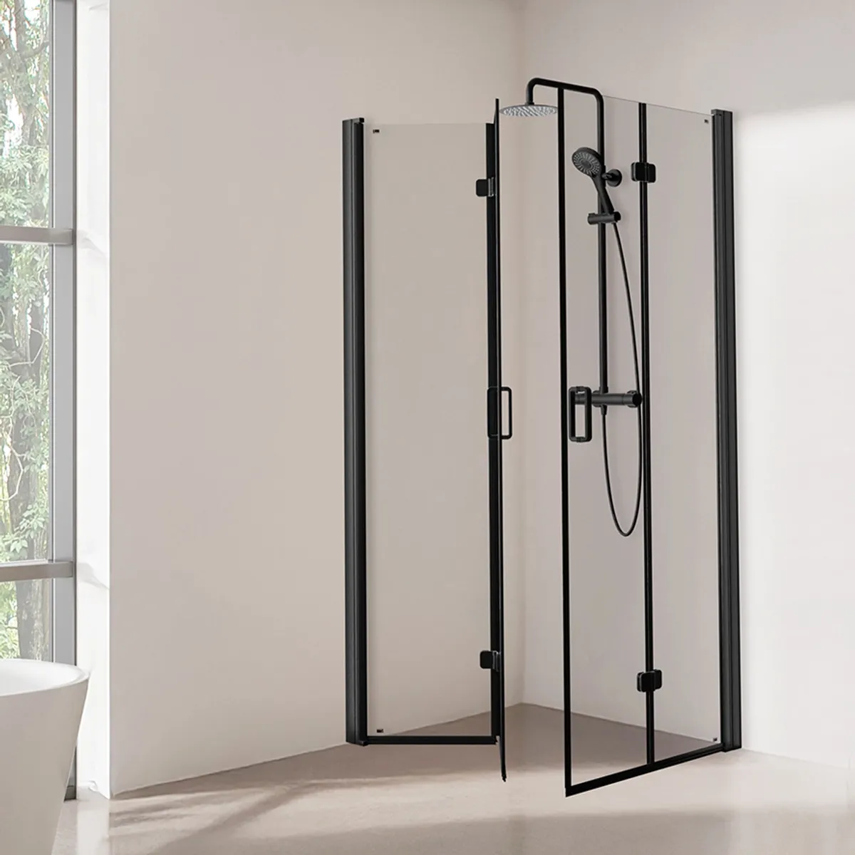 Badnor Clifford foldedører dusjhjørne 80x90cm, matt sort