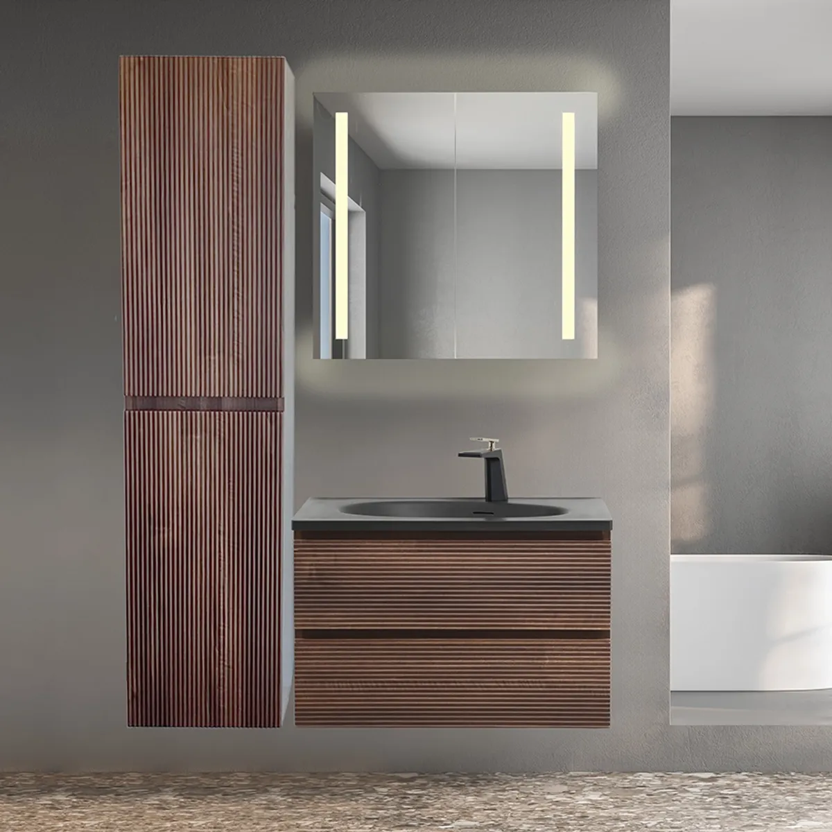 Badnor Maiken 80+40cm mbl.pk (9413) Leah speilskap