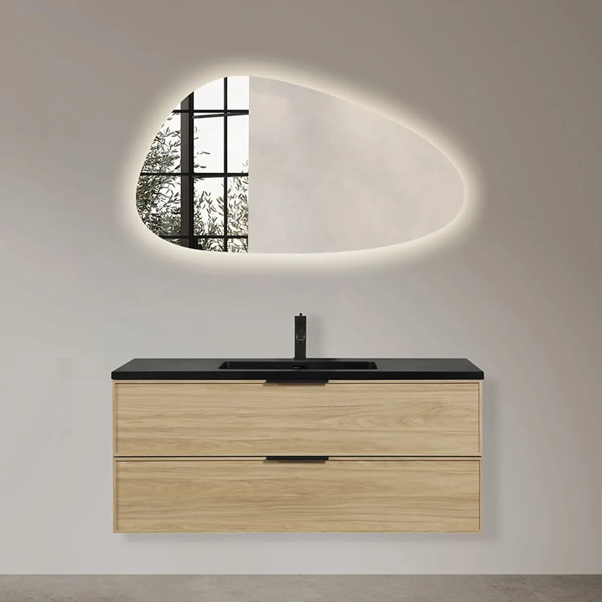 Badnor Melissa 120cm mbl.pk m/enkel servant (98440) Sandy speil m/lys