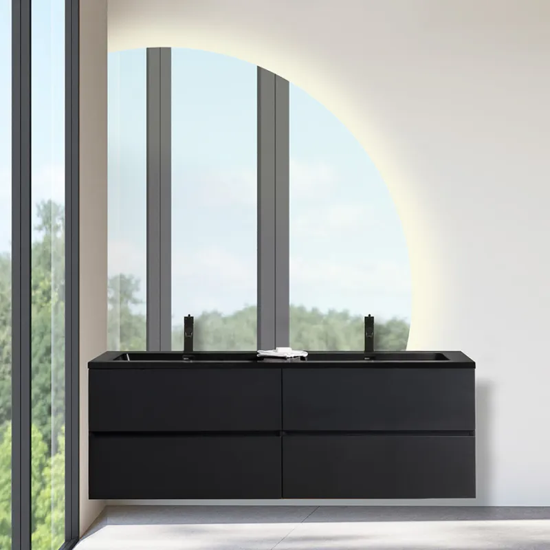 Badnor Melanie SORT 150cm - sort servant (0508) Sara halvrundt speil