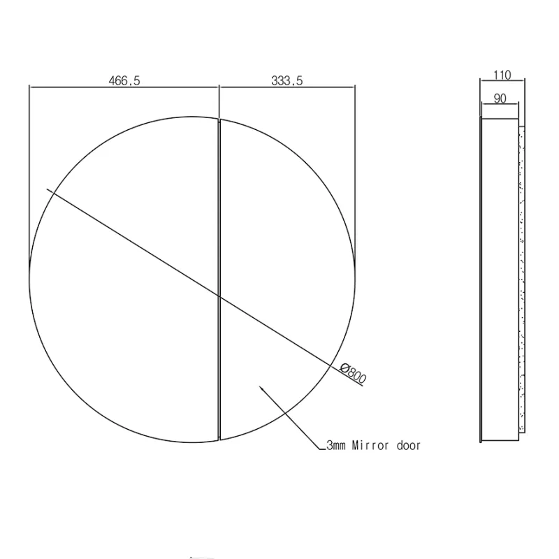 Badnor Melanie HVIT 90cm mbl.pk (1306) Leon speilskap