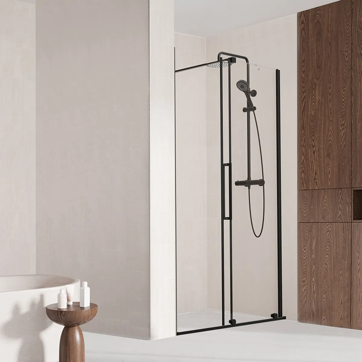 Badnor Køhler ll Nisjeløsning m/skyvedør - 110-120cm - matt sort