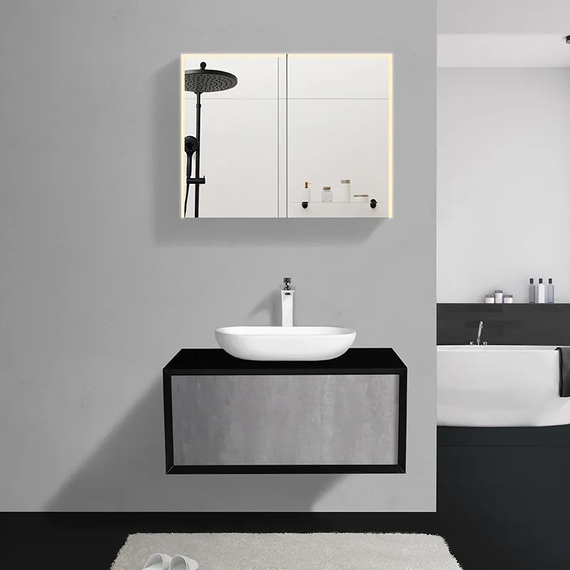 Badnor Melodina SORT/ GRÅ 90cm mbl.pk (603) Linnie speilskap
