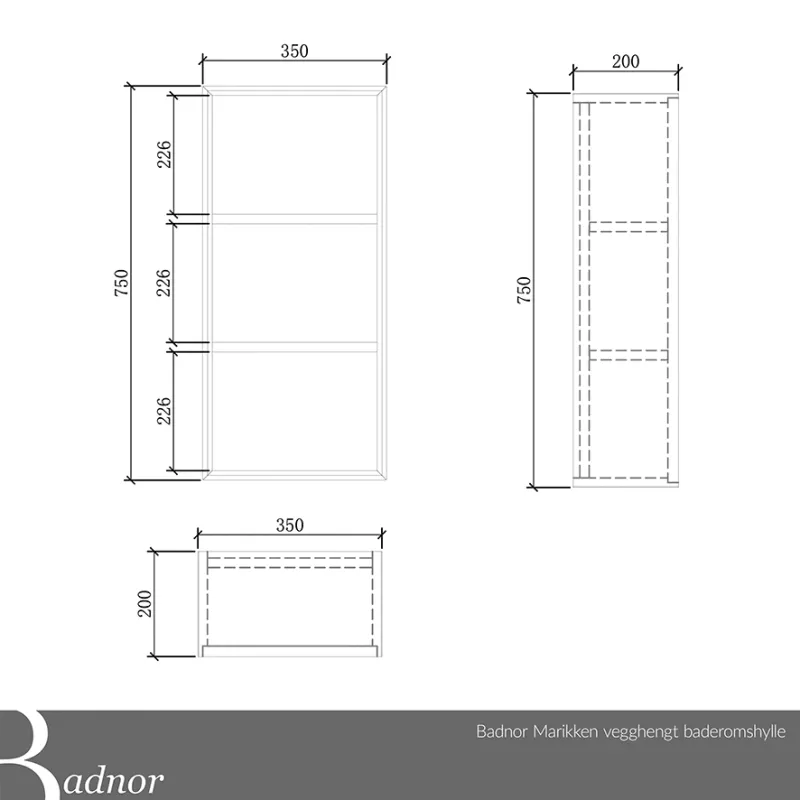 Badnor Marikken 90+35cm mbl.pk. (2212) Lissie rundt speil